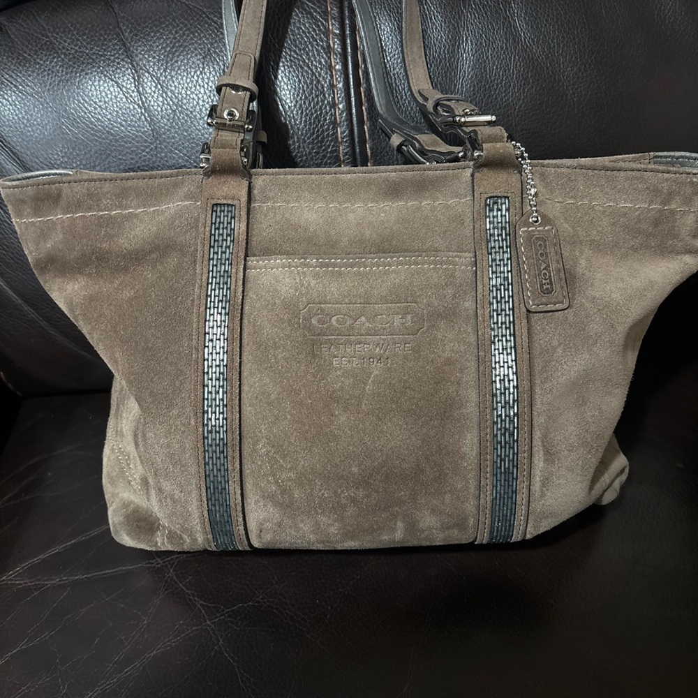 Coach Tan Suede Tote Bag - Picture 4 of 4